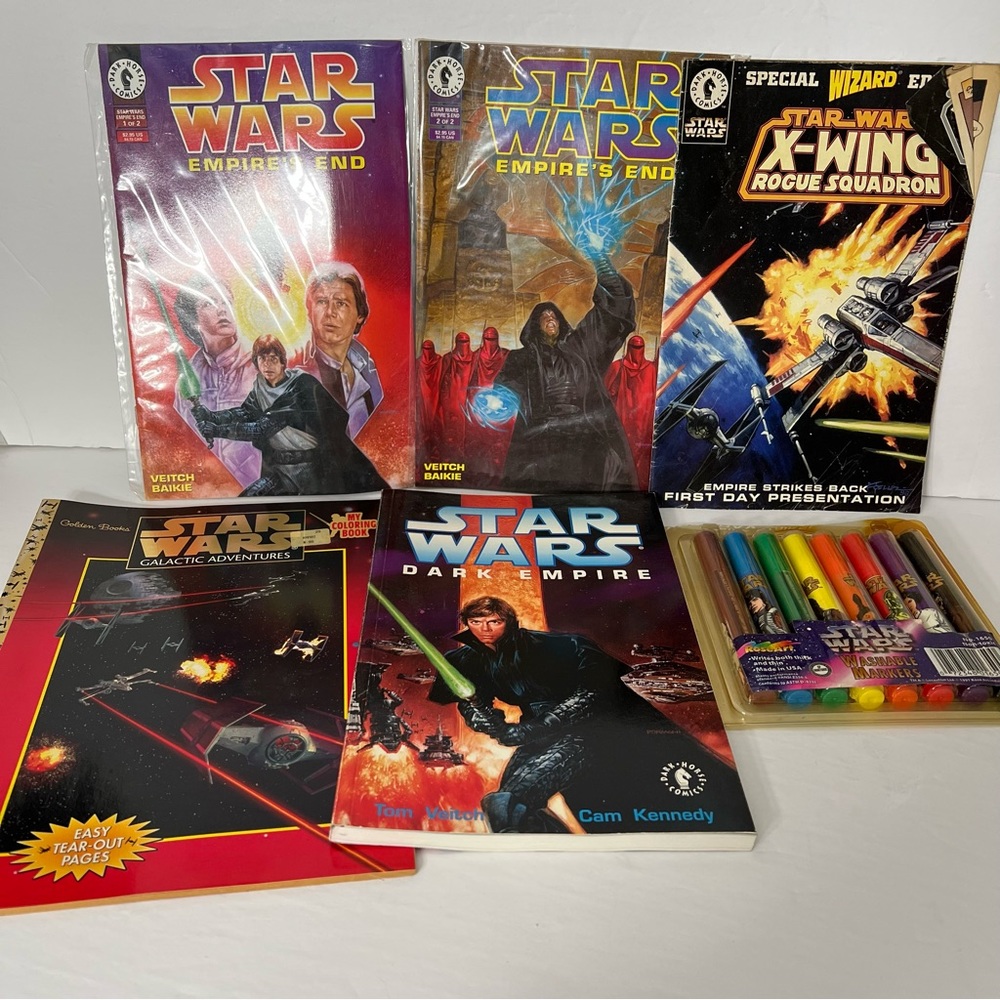 Vintage Star Wars Comics Coloring Book Marker Lot Empire's End Dark Empire